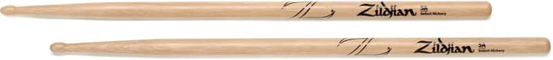 Zildjian Natural Hickory Drumsticks - 5A - Wood Tip (5-pack) Bundle image 1