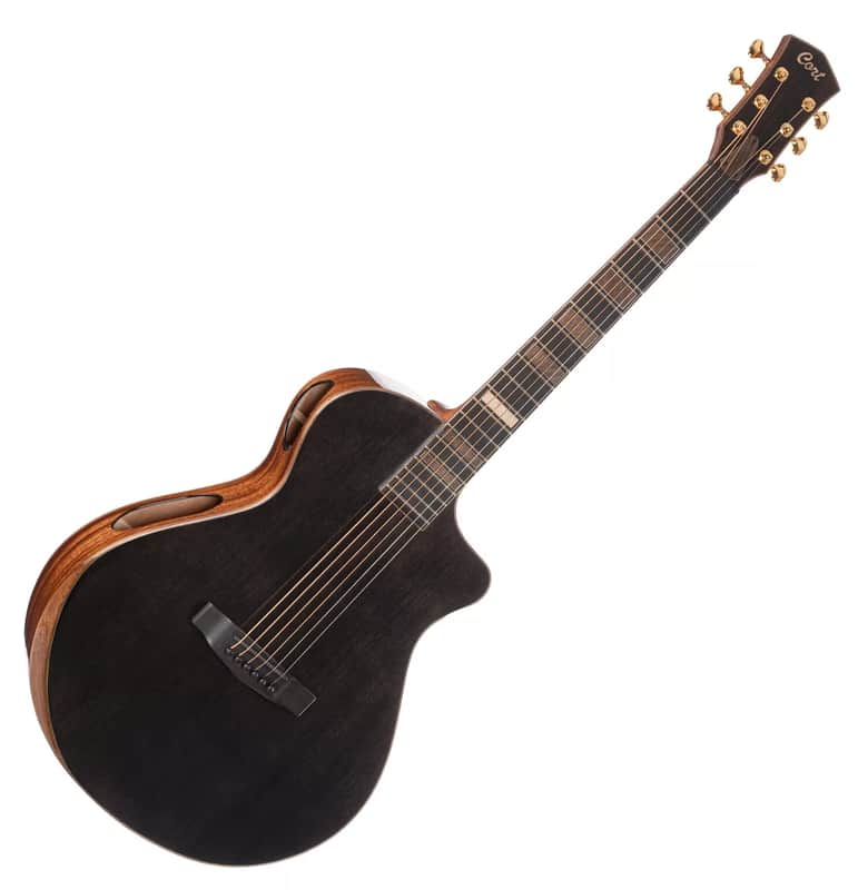 Cort MODERNBLACK Modern Concert Body Venetian Cutaway Solid European Sitka Spruce Top Walnut Reinforced Mahogany Neck 6-String Acoustic-Electric Guitar w/Hard Case image 1
