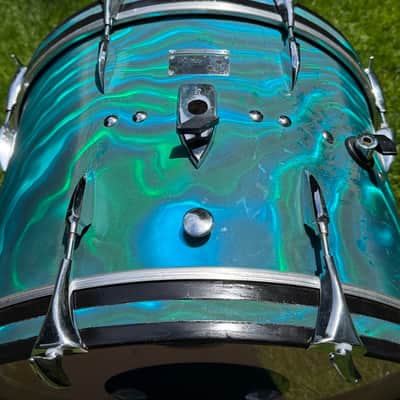 Sonor Tear Drop - Chicago 1966 - Blue/Green Turquoise Satin Flame image 10