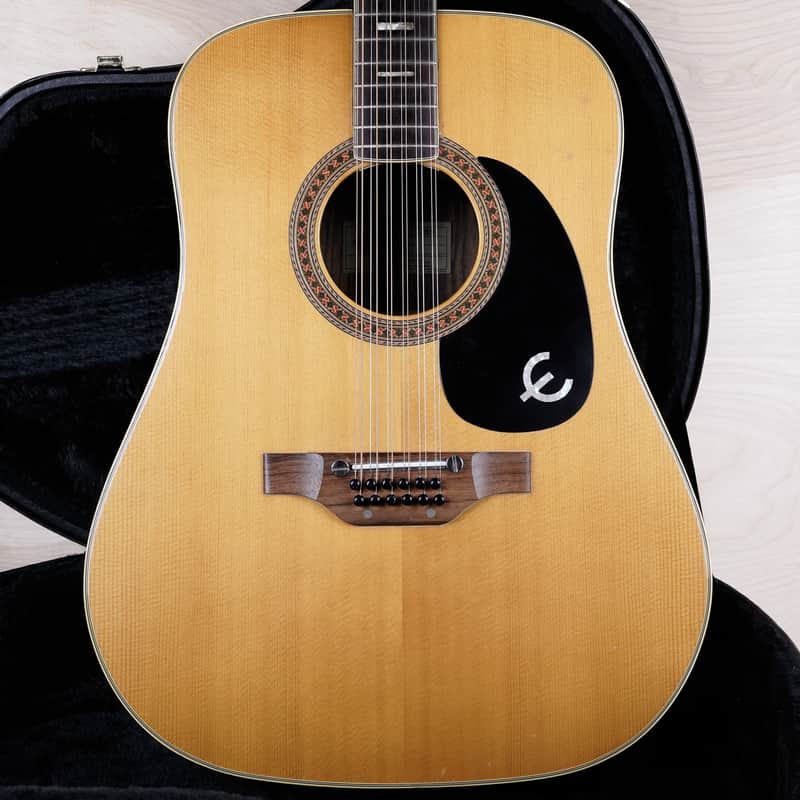 Epiphone FT-165 Bard DeLuxe 12 String Acoustic Guitar MIJ 1970's Natural w/ Ibanez Hard Case image 1