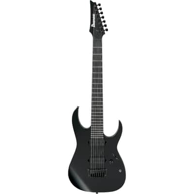Ibanez Iron Label RGIXL7-BKF 7-String Solid Body Electric Guitar with Ebony Fretboard, Right-Handed, Black Flat image 2