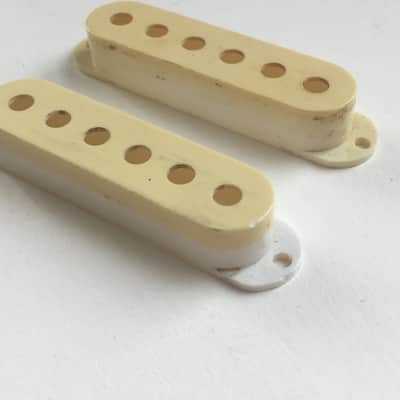 2 Vintage 1980s Fender Japan MIJ Strat Pickup Covers Stratocaster Relic #31276 image 8