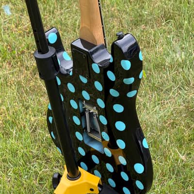 Kramer NightSwan Electric Guitar Black with Blue Polka Dot image 6