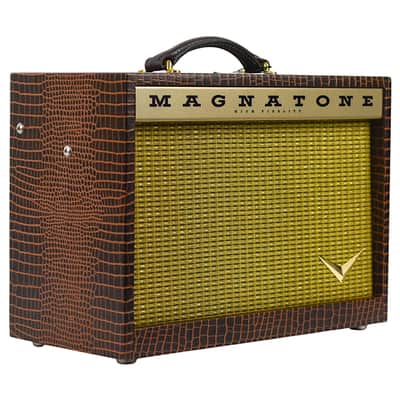 New Magnatone Starlite 1X8 Combo Amp w/TRG Exclusive Brown French Alligator Wrap & Gold Stripe Grillcloth #7759 image 2