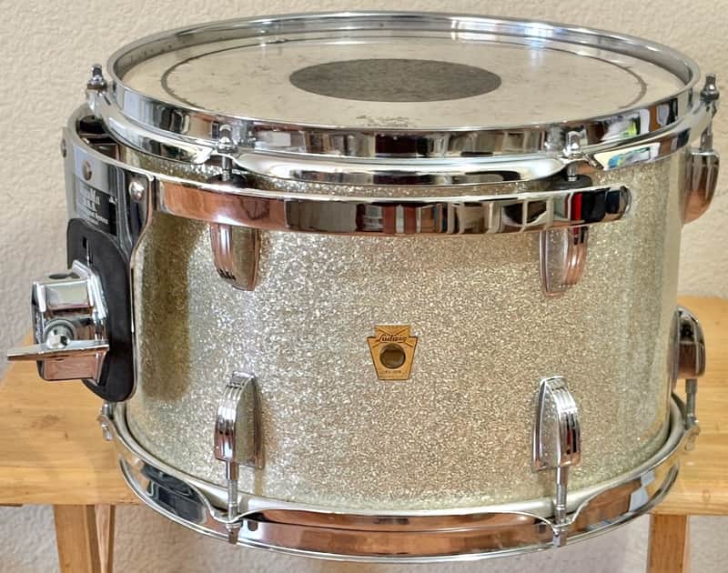 Vintage 1968 Ludwig 12" Tom Silver Sparkle white Interior for drum set kit 60s image 1