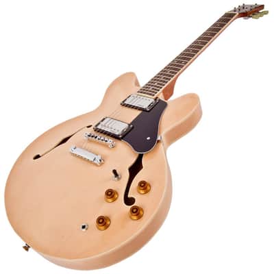 Vintage Reissue Series, Semi Hollow VSA500MP Set neck w/Offset heel, Twin HB, Natural Maple Gloss image 4