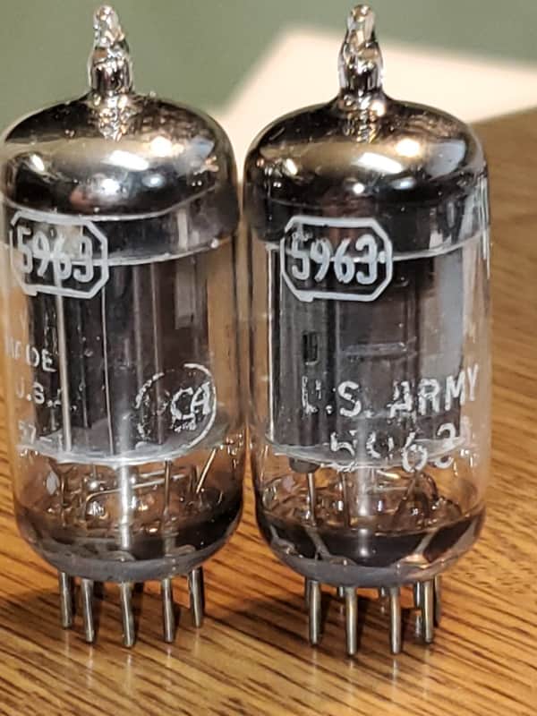 5963 RCA 17mm Black Plate/3 mica/Low noise Rods TV-7/MaxiPreAmp2 matched pair image 1