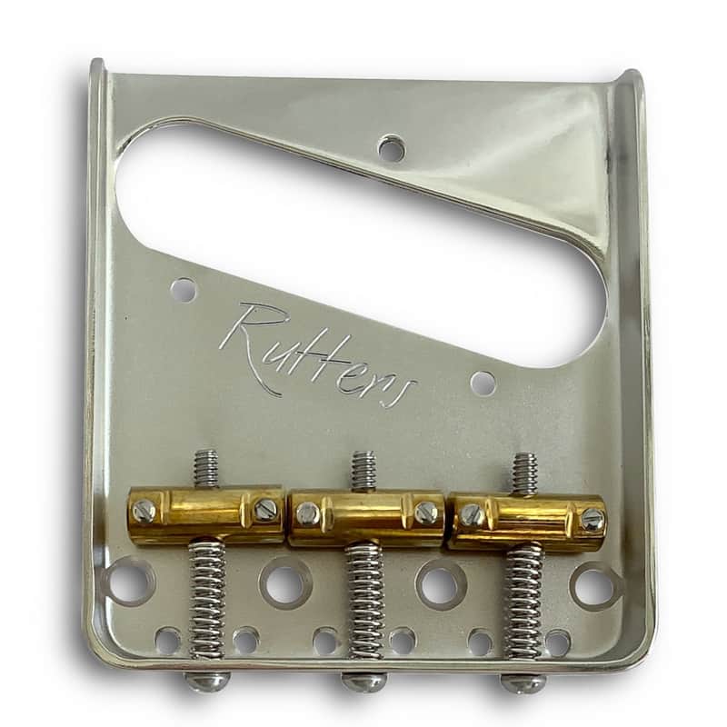 Rutters Nickel-Plated 464 Marine Brass Vintage Bridge Assembly for Telecaster, Marine Brass Saddles image 1