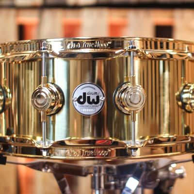 DW 5.5x14 Collector's Bell Brass Snare Drum w/ Gold Hardware image 1