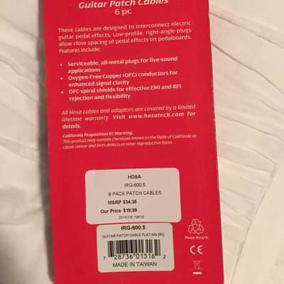 Hosa Patch Cables 6 Pack - New in Box - 6 Inch Right Angle Low Profile image 2