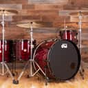 DW (DRUM WORKSHOP) COLLECTORS SERIES II, 4 PIECE DRUM KIT, RED SILK ONYX, BLACK FITTINGS, (PRE-LOVED)