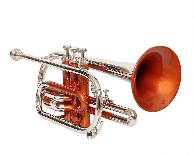 SAI MUSICAL CORNET Bb PITCH COPPER COLOR +BRASS SILVER WITH CASE AND MP 2022 image 1