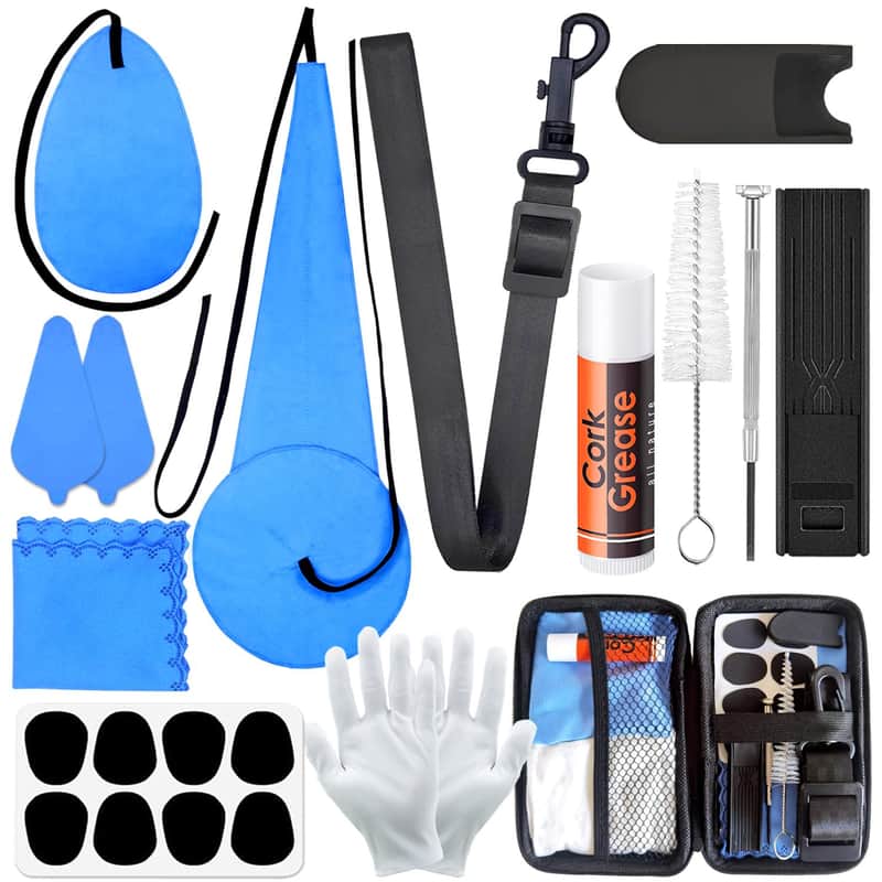 Saxophone Sax Cleaning Kit With Case?Cork Grease,Swab,Cleaning Cloth And More Workable For Wind & Woodwind Struments Clarinet Flute Cleaner Maintenance Kit image 1