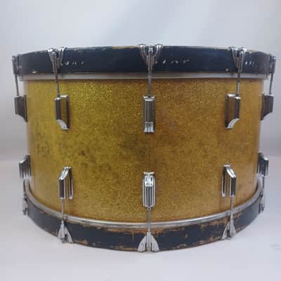 Rogers 60s 14x28"Dayton Holiday Bass Drum Virgin Gold Sparkle Pre-Powertone Ohio image 2
