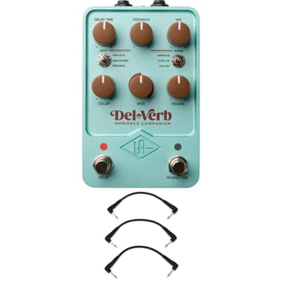 Universal Audio Del-Verb Ambience Companion Reverb and Delay Pedal Cap with 3 Patch Cables image 1
