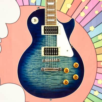 Used Epiphone Les Paul Classic Electric Guitar, Blue Quilted Top w/ Hardcase image 1