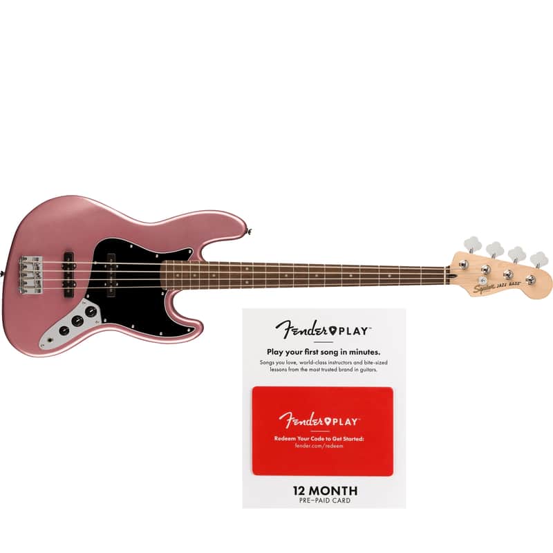 Fender Squier Affinity Jazz Bass, Laurel, Burgundy Mist, 12-Month Fender Play image 1
