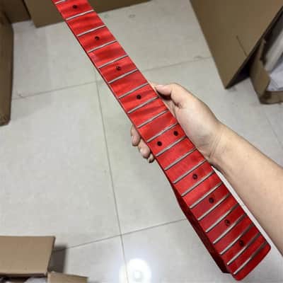 22 fret Red flame Maple Electrick Guitar neck gloss 25.5 in for parts image 2