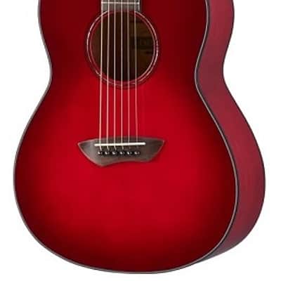 Yamaha Crimson Red Burst Parlor Guitar, Solid Sitka Spruce Top, Mahogany Back And Sides, Srt Passive Pickup image 3