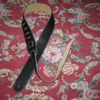 new (NO tags) Perri’s Leathers Ltd BM2-BLK 2" Soft Italian Premium Leather Black / Suede Tan (natural) Guitar Strap - main side is Black Leather / backing is Tan (natural) Suede [strap can be reversed] - adjustable length of 37" to about 50" image 1