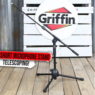 GRIFFIN Short Microphone Boom Stand | Small Low Mic Holder Guitar Amp Mount Drum