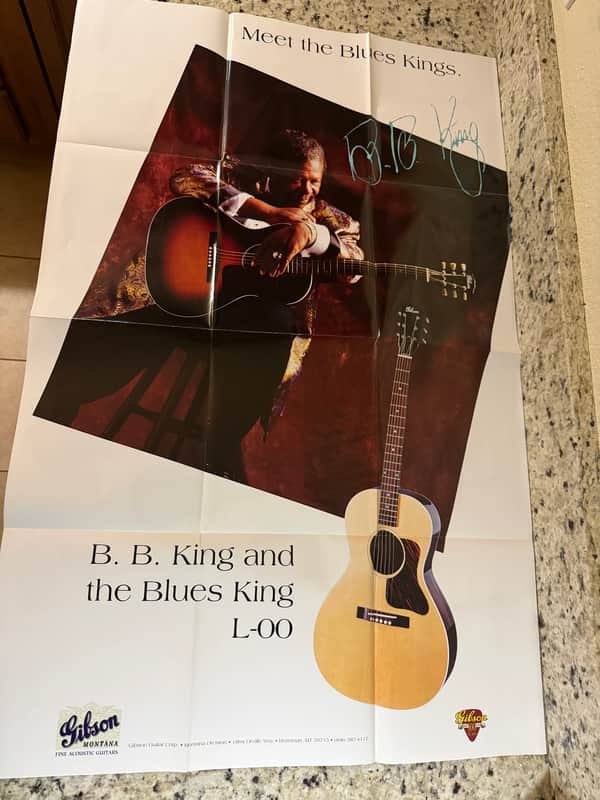 Gibson B.B King Poster Brochure 1994 J-200 SJ-45 100 Xtra 30 blues King L – 00 gospel hummingbird Everly Brothers dove Chicago cutaway image 1
