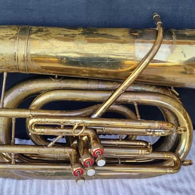 Reynolds Contempora 3v BBb Recording Tuba ~1959 - Lacquer & raw brass image 9