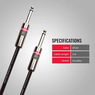 Monster Prolink Classic Instrument Guitar Cable - 6 ft Straight to Straight Instrument Cable. All Metal & Duraflex Outer Jacket. 90% Copper Braided Shield Monster Instrument Cable image 2