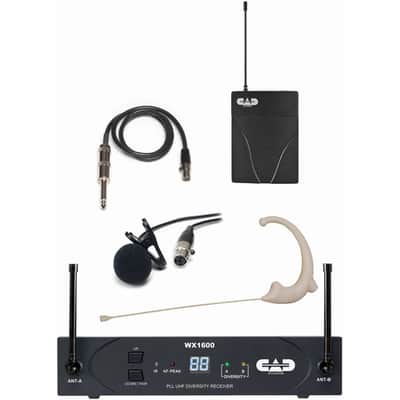 CAD WX1610G StageSelect Wireless Bodypack System with Lavalier, Earworn Mic, and Guitar Cable (542-564Mhz) - B-Stock image 2
