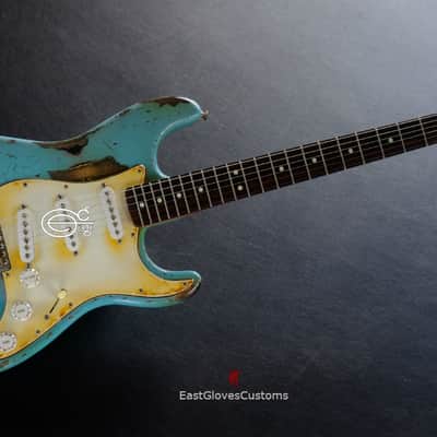 Fender Stratocaster 50th Anniversary Daphne Blue/Silver Aged Relic image 14