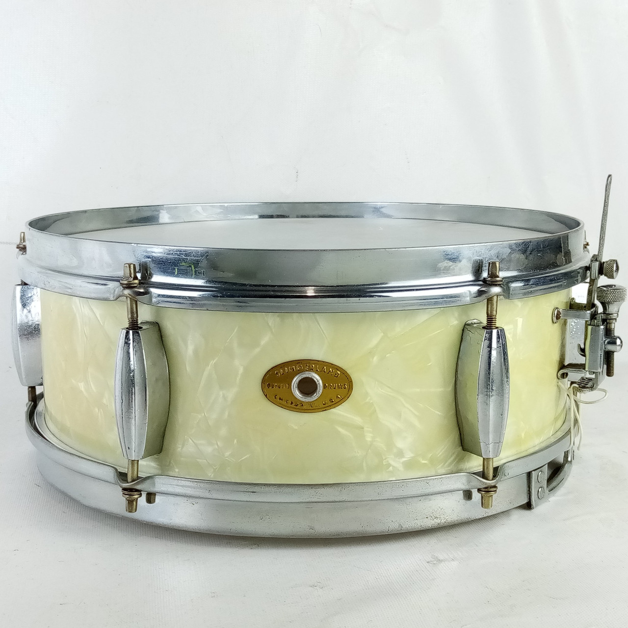 Slingerland 5x13" Radio King WMP Snare Drum CHROME Vintage50s White Marine Pearl — main photograph
