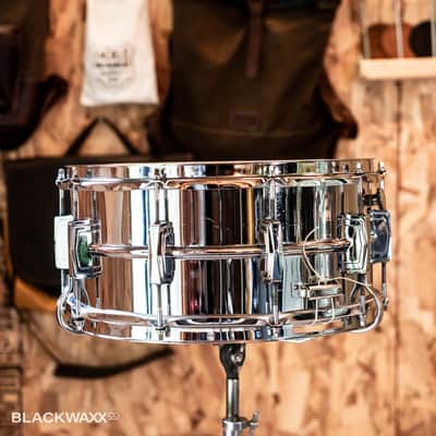 Ludwig Supraphonic - Vintage 6.5x14" 10-Lug - Pointed Blue Olive Badge - Bonham Snare image 6