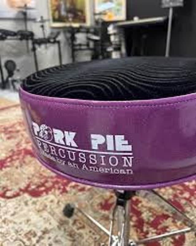Pork Pie Round Drum Throne in Black Velvet Crush Top with Purple Sparkle Side image 1