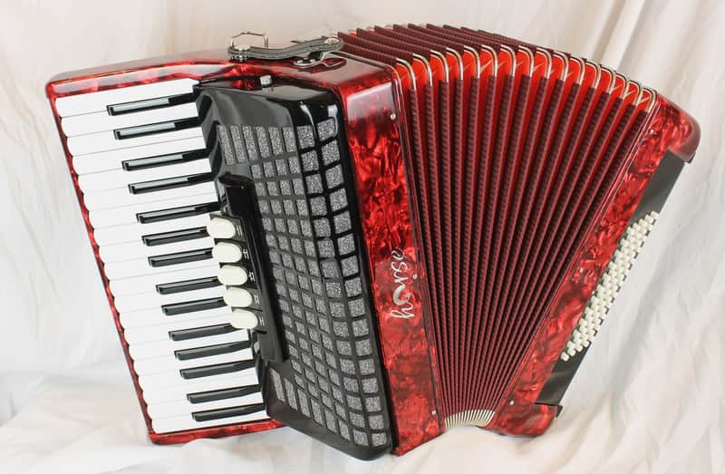 8335 - Red Pearl Horse Piano Accordion LMM 34 60 image 1