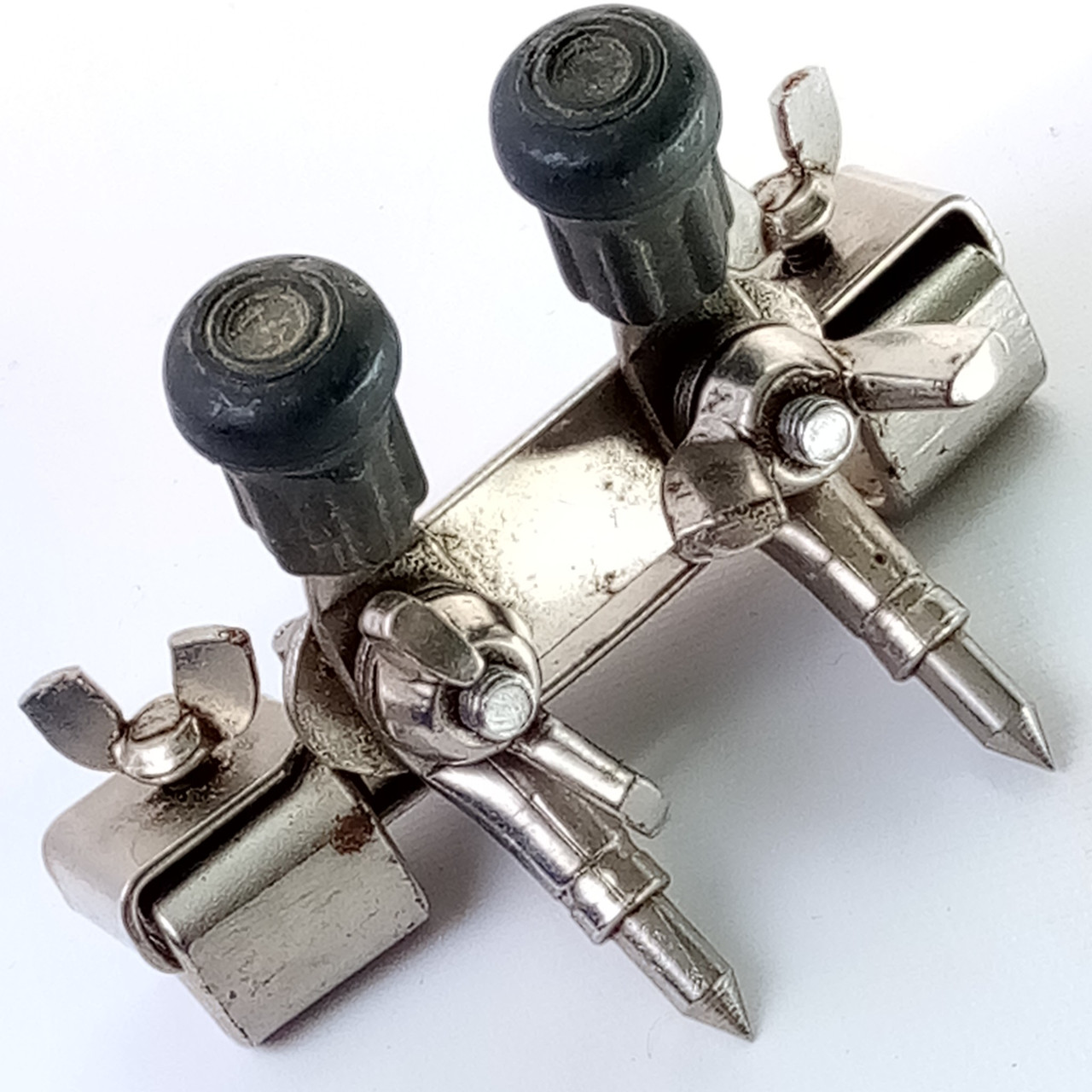 Rogers Bass Drum Anchor Clamp-On Mount Double-Spur/Spikes"Daisy"Rubber Nickel WA — main photograph