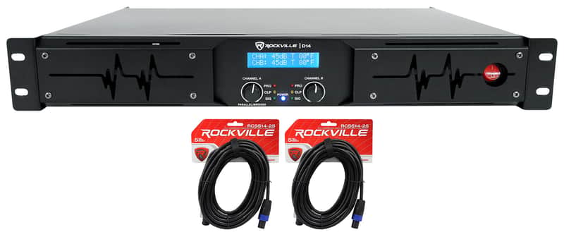 Rockville D14 7000w Peak/2000w RMS 2 Channel Power Amplifier Pro/DJ Amp+Cables image 1