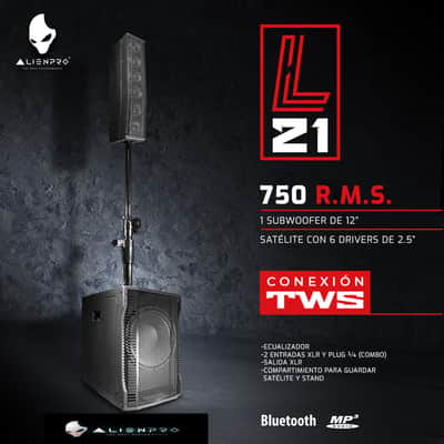 Alien Pro Audio system with 1 12″ Subwoofer + 1 Satellites with 6 2.5″ drivers image 1