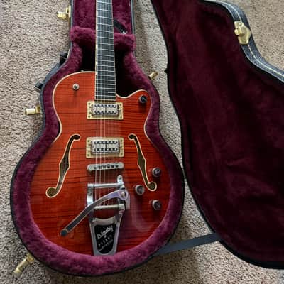Gretsch G6659TFM Players Edition Broadkaster Jr. with Flame Maple Top 2019 - Present - Bourbon Stain image 1