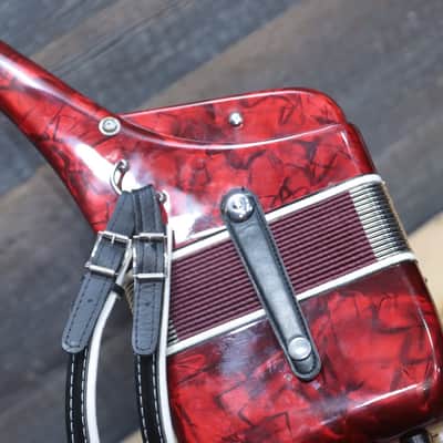 Milan Accordion 72-Bass 34-Key 5-Treble Switch Red Piano Accordion w/Case image 17