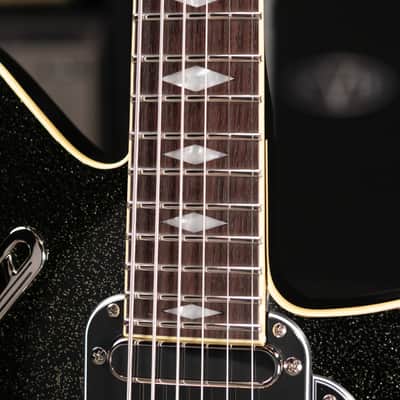 Duesenberg Paloma Baritone Electric Guitar - Black Sparkle with Gig Bag image 10