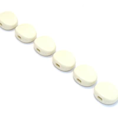 Plastic Oval Tuning Key Buttons (6) For Old-Style Tuners - OFF-WHITE