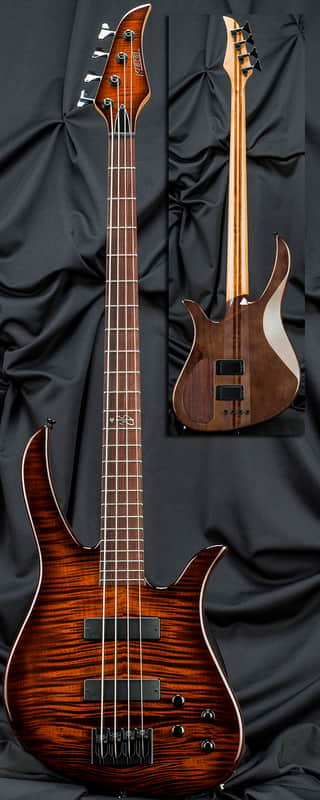 Kiesel Carvin B24 Brian Bromberg 4 String Electric Bass Guitar Deep Lava Flame w/ Soft Case image 1