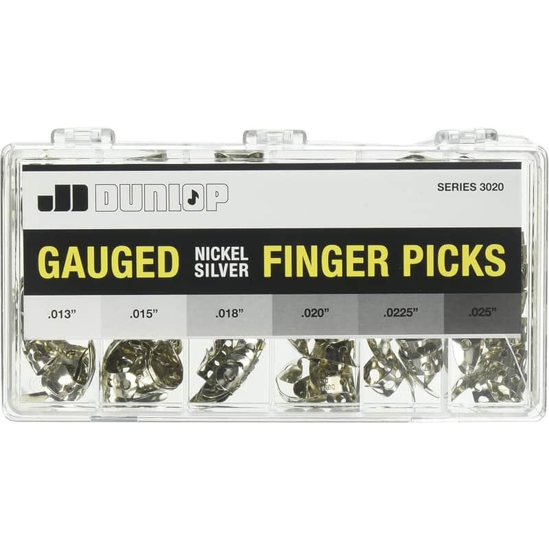 Dunlop 3020 Nickel Sliver Cabinet of 120 Finger Picks image 1