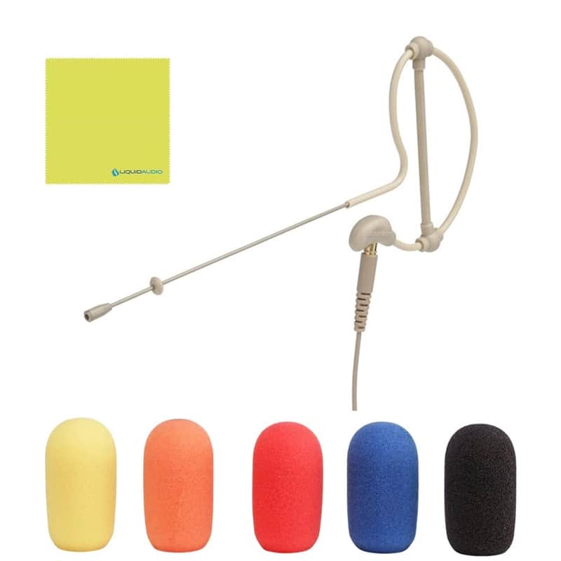 Samson SASE50TX Omnidirectional Earset Condenser Microphone Bundle with 5X Samson Windscreens & Polishing Cloth – 2.5mm Capsule, IP65-Rated, Moisture-Resistant Design (Beige) image 1