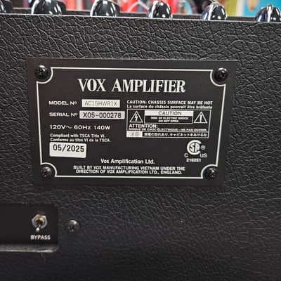 Vox AC15HWR1X Hand-Wired 2-Channel 15-Watt 1x12" Guitar Combo - Black image 8