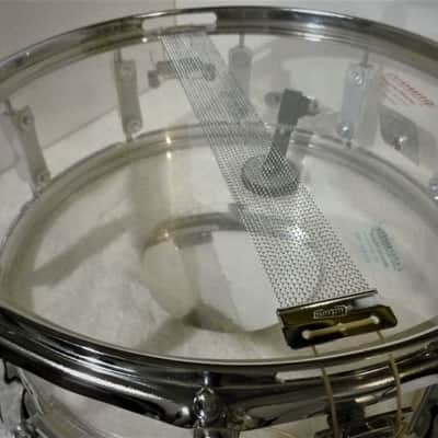 LUDWIG VISTALITE Snare Drum 5 x 14 Clear Acrylic Shell ALL Original 70s Blue & Olive Badge 10 Lug EC image 10