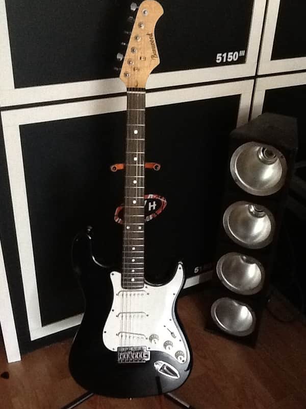 Burswood Strat with Flame Maple neck Black image 1