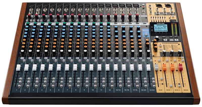 TASCAM Model 24 2020's - Black with multi-coloured knobs and Wood grain sides image 1