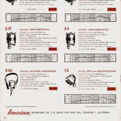 Vintage 1940's American D4T dynamic microphone harp mic Hi Z w Amphenol & Switchcraft adapters Altec Shure # 7 image 3