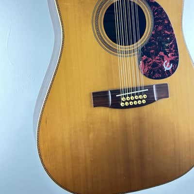 Epiphone PR-715-12 String Acoustic Dreadnought Guitar 1988 Natural Made In Korea image 3